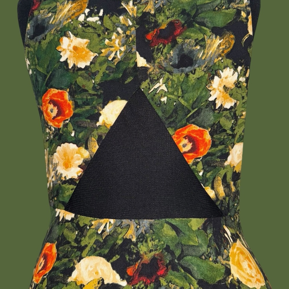 Jack Floral Mesh Panel Dress - Green and Orange - Picture 13 of 16